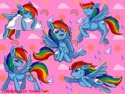 Size: 1500x1125 | Tagged: safe, artist:catsncupcakes, derpibooru import, rainbow dash, pegasus, pony, female, mare, simple background, solo