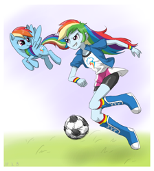 Size: 700x780 | Tagged: safe, artist:ta-na, derpibooru import, rainbow dash, equestria girls, football, human ponidox