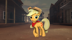 Size: 1920x1080 | Tagged: safe, artist:valdemar1251, applejack, earth pony, pony, 3d, bandana, hat, looking at you, solo, source filmmaker