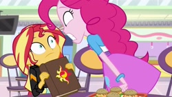 Size: 3643x2048 | Tagged: safe, screencap, pinkie pie, sunset shimmer, equestria girls, mirror magic, spoiler:eqg specials, cropped, journal