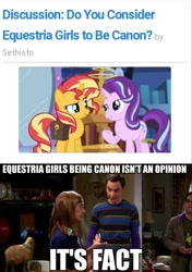 Size: 694x984 | Tagged: safe, edit, edited screencap, screencap, starlight glimmer, sunset shimmer, equestria girls, mirror magic, spoiler:eqg specials, canon, discovery family logo, equestria daily, female, leonard hofstadter, male, mother, mother and child, mother and son, op is right, parent and child, parody, scene interpretation, sheldon cooper, the big bang theory, truth