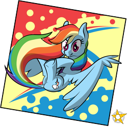 Size: 2671x2661 | Tagged: safe, artist:amberpendant, derpibooru import, rainbow dash, pegasus, pony, flying, solo, underhoof