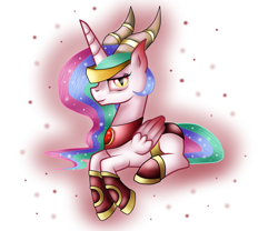 Size: 3000x2500 | Tagged: safe, artist:paintedhooves, princess celestia, alicorn, pony, alexstrasza, horns, solo, warcraft