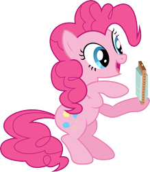 Size: 3000x3423 | Tagged: safe, artist:wolfy987, pinkie pie, earth pony, pony, cute, female, harmonica, looking at something, mare, musical instrument, open mouth, pointing, simple background, sitting, smiling, solo, transparent background, vector