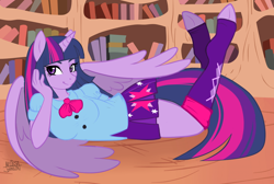 Size: 1024x688 | Tagged: safe, artist:nauticaldog, derpibooru import, twilight sparkle, twilight sparkle (alicorn), alicorn, anthro, unguligrade anthro, equestria girls, equestria girls outfit, hooves, solo, underhoof