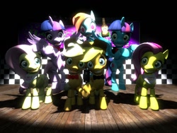 Size: 1024x768 | Tagged: safe, derpibooru import, applejack, fluttershy, rainbow dash, twilight sparkle, twilight sparkle (alicorn), alicorn, earth pony, pegasus, pony, robot, animatronic, applefreddy, applefreddy fazjack's pizzeria, female, five nights at aj's, five nights at aj's 2, five nights at freddy's, flutterchica, foxy dash, mare, rainbow foxy, solo, this will end in death, twibon