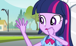 Size: 928x564 | Tagged: safe, derpibooru import, screencap, twilight sparkle, equestria girls, hand, no hooves, solo