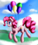 Size: 2000x2350 | Tagged: safe, artist:artyjoyful, pinkie pie, earth pony, pony, balloon, solo, then watch her balloons lift her up to the sky