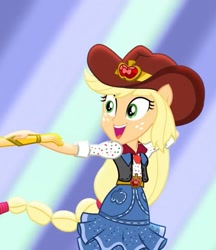 Size: 665x768 | Tagged: safe, screencap, applejack, sunset shimmer, dance magic, equestria girls, spoiler:eqg specials, cropped, cute, jackabetes