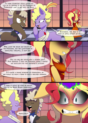 Size: 1080x1512 | Tagged: safe, artist:jase1505, herald, lyrica lilac, sealed scroll, sunset shimmer, earth pony, pony, unicorn, comic:night at the gala, series:sunlight horizons, angry, comic, dark magic, dialogue, fangs, female, gritted teeth, implied lesbian, implied sci-twi, implied scitwishimmer, implied shipping, implied sunset satan, implied sunsetsparkle, implied twilight sparkle, lesbian, magic, male, mare, missing cutie mark, rage, speech bubble, stallion, this will end in pain