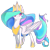 Size: 2000x2000 | Tagged: safe, artist:mekhalive, princess celestia, alicorn, pony, crown, female, horn, mare, multicolored mane, multicolored tail, solo, white coat, white wings, wings