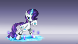 Size: 4800x2700 | Tagged: safe, artist:flamevulture17, rarity, pony, unicorn, dagger, levitation, solo