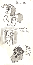 Size: 516x1000 | Tagged: safe, artist:mickeymonster, pinkie pie, earth pony, pony, beard, monochrome, pinkamena diane pie, pirate, traditional art