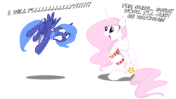 Size: 1920x1080 | Tagged: safe, artist:lunarcakez, princess celestia, princess luna, alicorn, pony, cute, derp, filly, flapping, flying, gritted teeth, hoof hold, open mouth, pink-mane celestia, popcorn, simple background, sitting, smiling, sweat, transparent background, vector, woona, younger
