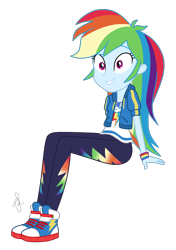 Size: 880x1250 | Tagged: safe, artist:ilaria122, derpibooru import, rainbow dash, better together, equestria girls, clothes, converse, cute, female, geode of super speed, magical geodes, pants, shirt, shoes, simple background, sitting, sneakers, solo, sweatshirt, t-shirt, transparent background, wristband