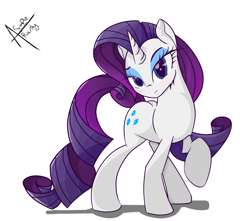 Size: 3400x3000 | Tagged: safe, artist:asimplerarity, rarity, pony, unicorn, female, horn, looking at you, mare, purple mane, solo, white coat