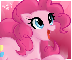 Size: 600x500 | Tagged: safe, artist:tezitikil, pinkie pie, earth pony, pony, female, mare, pink coat, pink mane, simple background, solo