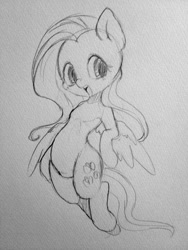 Size: 960x1280 | Tagged: safe, artist:ayahana, fluttershy, pegasus, pony, grayscale, monochrome, solo