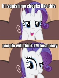 Size: 450x588 | Tagged: safe, screencap, rarity, pony, unicorn, best pony, image macro, meme