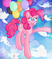 Size: 775x875 | Tagged: safe, artist:ringettechic7, pinkie pie, earth pony, pony, balloon, solo, then watch her balloons lift her up to the sky