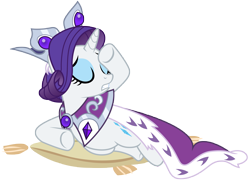 Size: 6000x4400 | Tagged: safe, artist:kooner-cz, princess platinum, rarity, pony, unicorn, absurd resolution, dramatic, eyes closed, lying down, on side, pillow, raised hoof, sitting, tired