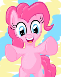 Size: 500x630 | Tagged: safe, artist:notapseudonym, pinkie pie, earth pony, pony, hug, looking at you, solo