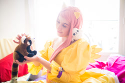 Size: 1024x683 | Tagged: safe, artist:lynah, fluttershy, human, cosplay, irl, irl human, photo, plushie, solo