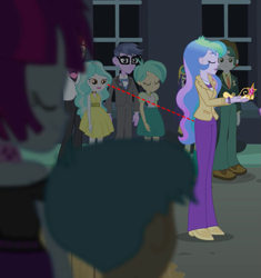 Size: 677x720 | Tagged: safe, screencap, blueberry cake, bright idea, mystery mint, nolan north, paisley, princess celestia, principal celestia, scott green, tennis match, equestria girls, background human, eyes on the prize, fall formal outfits, meme