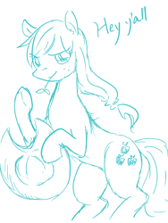 Size: 600x800 | Tagged: safe, artist:zonderdidi, applejack, earth pony, pony, monochrome, rearing, solo