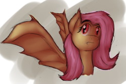 Size: 1804x1205 | Tagged: safe, artist:requiemmedley, fluttershy, flutterbat, simple background, sketch, solo