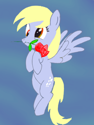 Size: 1536x2048 | Tagged: safe, artist:blacksonicshadow, derpy hooves, pegasus, pony, female, flower, flower in mouth, mare, mouth hold, rose, simple background, solo