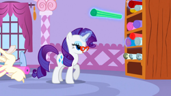 Size: 1366x768 | Tagged: safe, screencap, rarity, pony, unicorn, suited for success, lidded eyes, solo