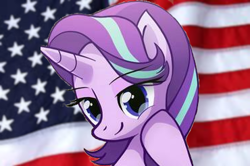 Size: 370x246 | Tagged: safe, artist:glim-glam, artist:jeremywithlove, starlight glimmer, pony, american flag, complex background, female, mare, solo, united states