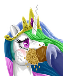 Size: 558x674 | Tagged: safe, artist:nipa, princess celestia, princess luna, alicorn, pony, beans, pixiv, puffy cheeks, setsubun, wat