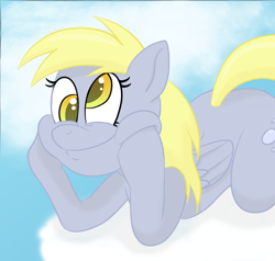 Size: 1200x1141 | Tagged: artist needed, safe, derpy hooves, pegasus, pony, cloud, cute, derpabetes, female, mare, smiling, solo