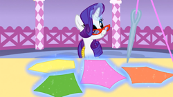 Size: 1366x768 | Tagged: safe, screencap, rarity, pony, unicorn, suited for success, needle, solo