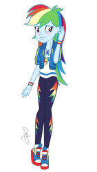 Size: 540x960 | Tagged: safe, artist:ilaria122, derpibooru import, rainbow dash, better together, equestria girls, blushing, clothes, converse, cute, dashabetes, embarrassed, geode of super speed, grin, magical geodes, nervous, nervous grin, pants, shirt, shoes, simple background, smiling, sneakers, sweatshirt, transparent background, wristband