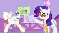 Size: 1366x768 | Tagged: safe, screencap, opalescence, rarity, pony, unicorn, suited for success, solo