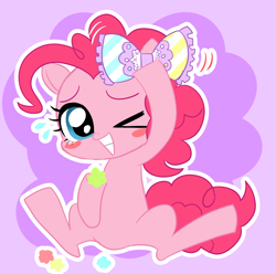 Size: 1000x993 | Tagged: safe, artist:momo, pinkie pie, earth pony, pony, askharajukupinkiepie, cute, diapinkes, solo