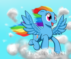 Size: 1000x832 | Tagged: safe, artist:empyu, derpibooru import, rainbow dash, pegasus, pony, female, mare, simple background, solo