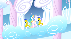 Size: 1099x597 | Tagged: safe, screencap, princess celestia, alicorn, pony, sonic rainboom (episode), female, royal guard