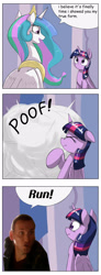 Size: 1024x2794 | Tagged: safe, artist:otakuap edit, princess celestia, twilight sparkle, twilight sparkle (alicorn), alicorn, pony, celestia's true form, character to character, christopher eccleston, comic, doctor who, exploitable meme, female, jumper, leather, mare, meme, ninth doctor, peacoat