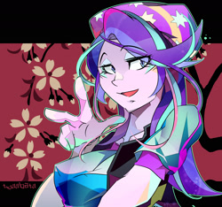 Size: 1600x1498 | Tagged: safe, artist:tyuubatu, starlight glimmer, human, equestria girls, female, looking at you, smiling, solo