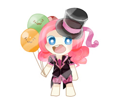 Size: 345x319 | Tagged: safe, artist:mori, pinkie pie, human, balloon, hat, humanized, pixiv, solo, top hat