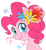 Size: 561x611 | Tagged: safe, artist:dyql11, pinkie pie, earth pony, pony, bust, cute, diapinkes, flower, flower in hair, pixiv, portrait, pretty, simple background, solo, white background