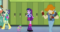 Size: 998x544 | Tagged: safe, derpibooru import, screencap, spike, twilight sparkle, equestria girls