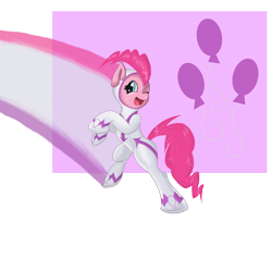 Size: 3000x3000 | Tagged: safe, artist:sonson-sensei, fili-second, pinkie pie, earth pony, pony, power ponies (episode), bipedal, cutie mark, female, mare, one eye closed, open mouth, power ponies, smiling, solo, wink