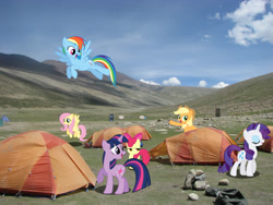 Size: 3264x2448 | Tagged: safe, artist:gnp foehammer, derpibooru import, apple bloom, applejack, fluttershy, rainbow dash, rarity, twilight sparkle, camping, irl, photo, ponies in real life