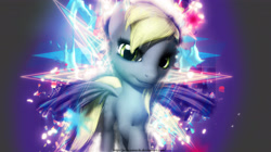 Size: 4096x2298 | Tagged: safe, artist:princeoracle, derpy hooves, pegasus, pony, 3d, abstract, female, glow, gmod, looking at you, mare, solo