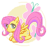 Size: 96x96 | Tagged: safe, artist:ef, artist:ef74, fluttershy, pegasus, pony, cutie mark, limited palette, lying down, pixel art, pixiv, simple background, solo, transparent background